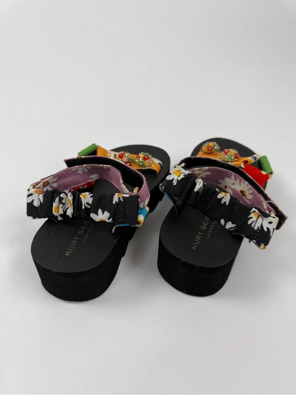 Kurt Geiger London Kids Floral Platform Slide Sandals Beaded Multicolor